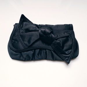 Express Black Bow Tie Clutch Handbag